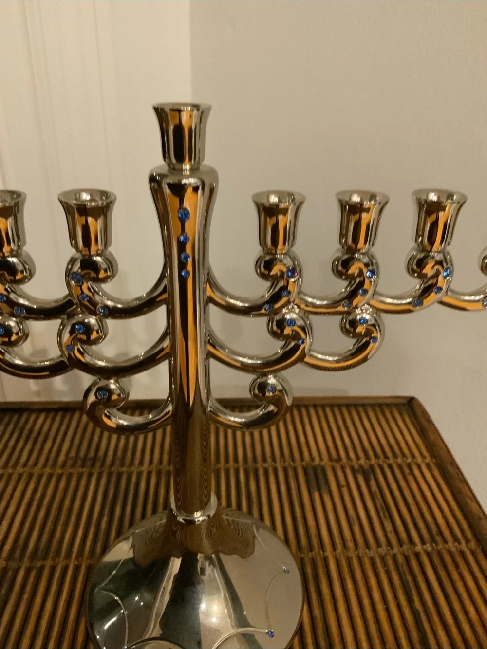 Harvey Lewis 9 Branch Menorah Made with Swarovski Elements Silver